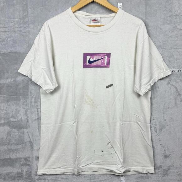 Nike Other - Vintage 90s Nike T-Shirt Made in USA Purple Teal Graphic Swoosh Logo Men’s M Y2K